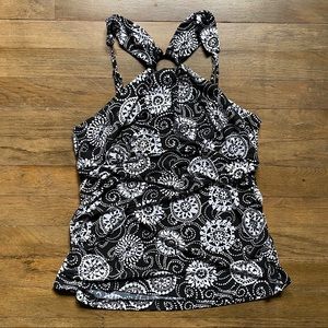 Black and White Abstract Halter Top